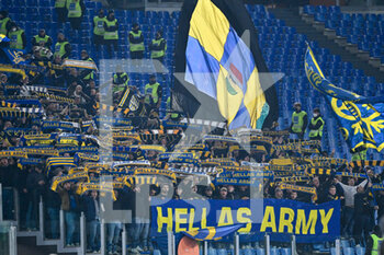 2022-02-19 - Supporter Hellsa Verona during the  Italian Football Championship League A 2021/2022 match between AS Roma vs Hellas Verona FC at the Olimpic Stadium in Rome  on 19 February 2021. - AS ROMA VS HELLAS VERONA FC - ITALIAN SERIE A - SOCCER