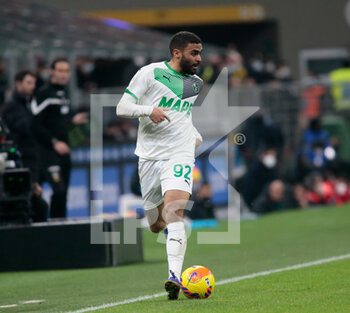 2022-02-20 - Gregoire Defrel of US Sassuolo during the Italian Serie A football match between FC Inter and Sassuolo Calcio on February 20, 2022 at San Siro - Giuseppe Meazza stadium in Milano , Italy - INTER - FC INTERNAZIONALE VS US SASSUOLO - ITALIAN SERIE A - SOCCER