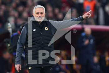 2022-03-20 - Jose' Mourinho head coach of Roma gestures during the Italian championship Serie A football match between AS Roma and SS Lazio on March 20, 2022 at Stadio Olimpico in Rome, Italy - AS ROMA VS SS LAZIO - ITALIAN SERIE A - SOCCER