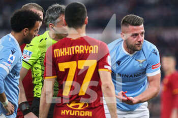 2022-03-20 - Sergej Milinkovic Savic of Lazio reacts during the Italian championship Serie A football match between AS Roma and SS Lazio on March 20, 2022 at Stadio Olimpico in Rome, Italy - AS ROMA VS SS LAZIO - ITALIAN SERIE A - SOCCER