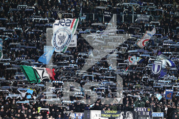 2022-03-20 - Lazio supporters on the stands during the Italian championship Serie A football match between AS Roma and SS Lazio on March 20, 2022 at Stadio Olimpico in Rome, Italy - AS ROMA VS SS LAZIO - ITALIAN SERIE A - SOCCER