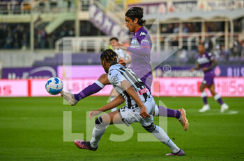 2022-04-27 - Youssef Maleh (Fiorentina) fights for the ball against Destiny Udogie (Udinese) - ACF FIORENTINA VS UDINESE CALCIO - ITALIAN SERIE A - SOCCER