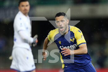 2022-04-23 - Gianluca Caprari (Hellas Verona FC) celebrates after scoring the equaliser - HELLAS VERONA VS UC SAMPDORIA - ITALIAN SERIE A - SOCCER