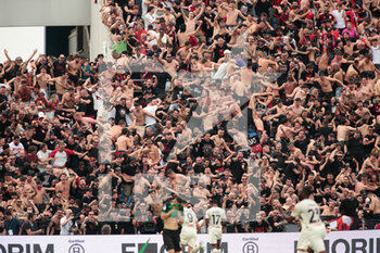 2022-05-22 - Ac Milan fans during the Italian championship Serie A football match between US Sassuolo and AC Milan on May 22, 2022 at Mapei Stadium-Città del Tricolore in Reggio Emilia, Italy - US SASSUOLO VS AC MILAN - ITALIAN SERIE A - SOCCER