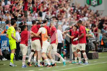 2022-05-22 - Ac Milan’s bench celebrating after a goal during the Italian championship Serie A football match between US Sassuolo and AC Milan on May 22, 2022 at Mapei Stadium-Città del Tricolore in Reggio Emilia, Italy - US SASSUOLO VS AC MILAN - ITALIAN SERIE A - SOCCER