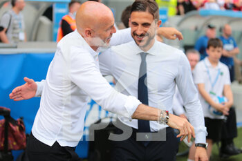 2022-05-22 - Coach Stefno Pioli (Ac Milan) and Alessio Dionisi, Manager of US Sassuolo during the Italian championship Serie A football match between US Sassuolo and AC Milan on May 22, 2022 at Mapei Stadium-Città del Tricolore in Reggio Emilia, Italy - US SASSUOLO VS AC MILAN - ITALIAN SERIE A - SOCCER