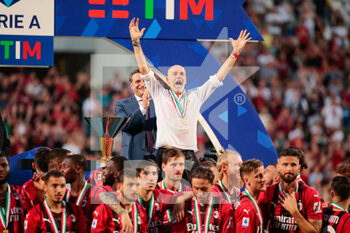 2022-05-22 - Coach Stefno Pioli (Ac Milan) during the Italian championship Serie A football match between US Sassuolo and AC Milan on May 22, 2022 at Mapei Stadium-Città del Tricolore in Reggio Emilia, Italy - US SASSUOLO VS AC MILAN - ITALIAN SERIE A - SOCCER