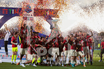 2022-05-22 - Ac Milan the winner of the Lega Serie A, season 2021-2022 during the Italian championship Serie A football match between US Sassuolo and AC Milan on May 22, 2022 at Mapei Stadium-Città del Tricolore in Reggio Emilia, Italy - US SASSUOLO VS AC MILAN - ITALIAN SERIE A - SOCCER