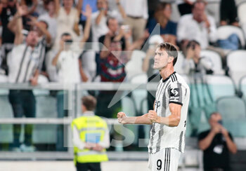 15/08/2022 - Dusan Vlahovic of Juventus Fc celebrating after a goal during the Italian Serie A match between Juventus Fc and Us Sassuolo, on August 15, 2022, at Allianz Stadium in Turin, Italy. Photo Nderim Kaceli - JUVENTUS FC VS US SASSUOLO - SERIE A - CALCIO