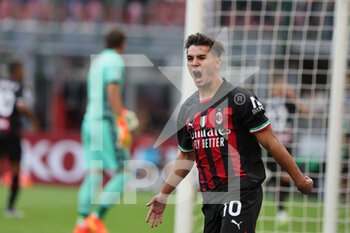 2022-08-13 - Brahim Diaz of AC Milan celebrates during the Serie A 2022/23 football match between AC Milan and Udinese Calcio at Giuseppe Meazza Stadium, Milan, Italy on August 13, 2022 - AC MILAN VS UDINESE CALCIO - ITALIAN SERIE A - SOCCER