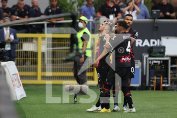 2022-08-13 - Brahim Diaz of AC Milan celebrates after scoring a goal during the Serie A 2022/23 football match between AC Milan and Udinese Calcio at Giuseppe Meazza Stadium, Milan, Italy on August 13, 2022 - AC MILAN VS UDINESE CALCIO - ITALIAN SERIE A - SOCCER