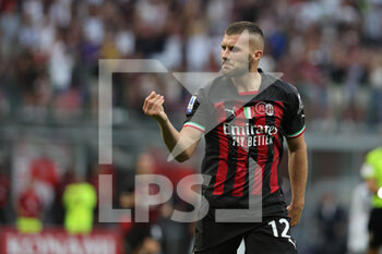 2022-08-13 - Ante Rebic of AC Milan celebrates after scoring a goal during the Serie A 2022/23 football match between AC Milan and Udinese Calcio at Giuseppe Meazza Stadium, Milan, Italy on August 13, 2022 - AC MILAN VS UDINESE CALCIO - ITALIAN SERIE A - SOCCER