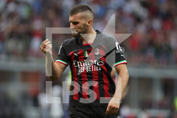 2022-08-13 - Ante Rebic of AC Milan celebrates after scoring a goal during the Serie A 2022/23 football match between AC Milan and Udinese Calcio at Giuseppe Meazza Stadium, Milan, Italy on August 13, 2022 - AC MILAN VS UDINESE CALCIO - ITALIAN SERIE A - SOCCER