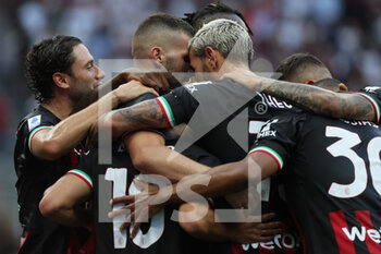2022-08-13 - Ante Rebic of AC Milan celebrates with his team mates after scoring a goal during the Serie A 2022/23 football match between AC Milan and Udinese Calcio at Giuseppe Meazza Stadium, Milan, Italy on August 13, 2022 - AC MILAN VS UDINESE CALCIO - ITALIAN SERIE A - SOCCER