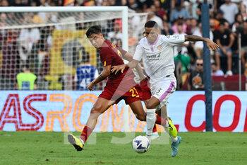 2022-08-22 - Paulo Dybala (AS Roma) Charles Pickel (US Cremonese)  during the Italian Football Championship League A 2022/2023 match between AS Roma vs US Cremonese at the Olimpic Stadium in Rome  on 22 August 2022. - AS ROMA VS US CREMONESE - ITALIAN SERIE A - SOCCER