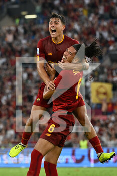 2022-08-22 - Paulo Dybala (AS Roma) Chris Smalling (AS Roma) celebration after the goal 1-0 during the Italian Football Championship League A 2022/2023 match between AS Roma vs US Cremonese at the Olimpic Stadium in Rome  on 22 August 2022. - AS ROMA VS US CREMONESE - ITALIAN SERIE A - SOCCER