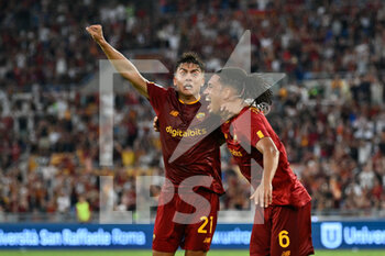2022-08-22 - Chris Smalling (AS Roma) Paulo Dybala (AS Roma) celebration after goal 1-0 during the Italian Football Championship League A 2022/2023 match between AS Roma vs US Cremonese at the Olimpic Stadium in Rome  on 22 August 2022. - AS ROMA VS US CREMONESE - ITALIAN SERIE A - SOCCER