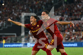 2022-08-22 - Chris Smalling (AS Roma) and Paulo Dybala (AS Roma) celebration after the 1-0 goal during the Italian Football Championship League A 2022/2023 match between AS Roma vs US Cremonese at the Olimpic Stadium in Rome  on 22 August 2022. - AS ROMA VS US CREMONESE - ITALIAN SERIE A - SOCCER
