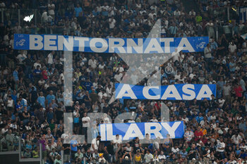 2022-08-26 - banner dedicated to Ilary Blasi by SS Lazio fans during the Italian Football Championship League A 2022/2023 match between SS Lazio vs Inter - FC Internazionale at the Olimpic Stadium in Rome on 26 August 2022. - SS LAZIO VS INTER - FC INTERNAZIONALE - ITALIAN SERIE A - SOCCER