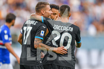 2022-08-31 - Ciro Immobile (Lazio) and Mattia Zaccagni (Lazio) celebrates after scoring a goal 0 - 1 - UC SAMPDORIA VS SS LAZIO - ITALIAN SERIE A - SOCCER