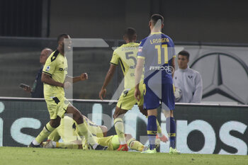 2022-10-03 - Jaka Bijol of Udinese FC  jubilates with the team after scoring the goal during Hellas Verona vs Udinese FC, 8° Serie A Tim 2022-23 game at Marcantonio Bentegodi Stadium in Verona, Italy, on October 03, 2022. - HELLAS VERONA FC VS UDINESE CALCIO - ITALIAN SERIE A - SOCCER