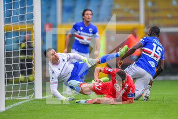 2022-10-02 - Emil Mulyadi Audero 
 (Sampdoria) - Matteo Pessina (Monza) Omar Colley (Sampdoria)  goal 0 -1 - UC SAMPDORIA VS AC MONZA - ITALIAN SERIE A - SOCCER
