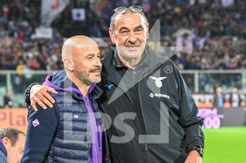 2022-10-10 - Lazio's  head coach Maurizio Sarri and Fiorentina's head coach Vincenzo Italiano - ACF FIORENTINA VS SS LAZIO - ITALIAN SERIE A - SOCCER