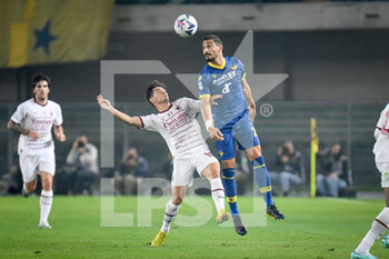 2022-10-16 - Header of Verona's Koray Gunter hindered by Milan's Brahim Diaz - HELLAS VERONA FC VS AC MILAN - ITALIAN SERIE A - SOCCER