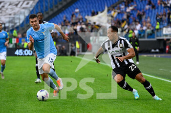2022-10-16 - Enzo Ebosse (Udinese Calcio) Nicolo' Casale (SS Lazio) during the Italian Football Championship League A 2022/2023 match between SS Lazio vs Udinese Calcio at the Olimpic Stadium in Rome on 16 October 2022. - SS LAZIO VS UDINESE CALCIO - ITALIAN SERIE A - SOCCER