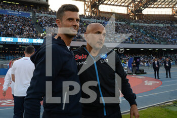 2022-10-16 - Coach Luciano Spalletti of SSC Napoli  and Thiago Motta Manager of Bologna FC   during the Serie A match between US Salernitana 1919 and Hellas Verona FC  at Stadio Arechi   - SSC NAPOLI VS BOLOGNA FC - ITALIAN SERIE A - SOCCER