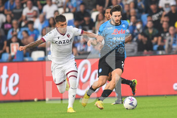 2022-10-16 - Khvicha Kvaratskhelia of SSC Napoli  and Nicolas Dominguez of Bologna FC  competes for the ball with  during the Serie A match between US Salernitana 1919 and Hellas Verona FC  at Stadio Arechi   - SSC NAPOLI VS BOLOGNA FC - ITALIAN SERIE A - SOCCER