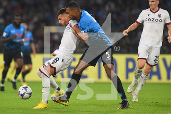 2022-10-16 - Juan Jesus of SSC Napoli  and Nicolas Dominguez of Bologna FC  competes for the ball with  during the Serie A match between US Salernitana 1919 and Hellas Verona FC  at Stadio Arechi   - SSC NAPOLI VS BOLOGNA FC - ITALIAN SERIE A - SOCCER