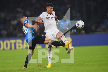 2022-10-16 - Stanislav Lobotka of SSC Napoli  and Nikola Moro of Bologna FC  competes for the ball with  during the Serie A match between US Salernitana 1919 and Hellas Verona FC  at Stadio Arechi   - SSC NAPOLI VS BOLOGNA FC - ITALIAN SERIE A - SOCCER