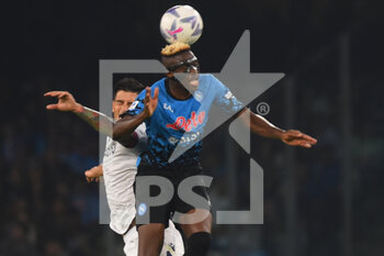 2022-10-16 - Victor Osimhen of SSC Napoli  Kevin Bonifazi of Bologna FC  competes for the ball with  during the Serie A match between US Salernitana 1919 and Hellas Verona FC  at Stadio Arechi   - SSC NAPOLI VS BOLOGNA FC - ITALIAN SERIE A - SOCCER