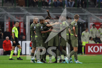 2022-10-22 - Divock Origi of AC Milan celebrates with his team mates after scoring a goal during the Serie A 2022/23 football match between AC Milan and AC Monza at Giuseppe Meazza Stadium, Milan, Italy on October 22, 2022 - AC MILAN VS AC MONZA - ITALIAN SERIE A - SOCCER
