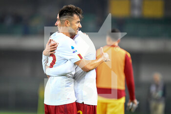 2022-10-31 - Roma's Cristian Volpato and Roma's Stephan El Shaarawy happines after scoring goals - HELLAS VERONA FC VS AS ROMA - ITALIAN SERIE A - SOCCER
