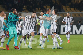 2022-10-29 - Nicolò Fagioli (Juventus) celebrates after scoring a goal with Leonardo Bonucci (Juventus) - US LECCE VS JUVENTUS FC - ITALIAN SERIE A - SOCCER