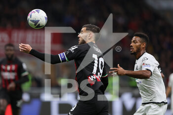 2022-11-05 - Theo Hernandez of AC Milan in action during Serie A 2022/23 football match between AC Milan and Spezia Calcio at Giuseppe Meazza Stadium, Milan, Italy on November 05, 2022 - AC MILAN VS SPEZIA CALCIO - ITALIAN SERIE A - SOCCER