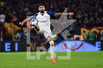 2022-11-06 - Elseid Hysaj of SS Lazio during the Serie A match between AS Roma and SS Lazio at Stadio Olimpico on November 6, 2022 in Rome, Italy. - AS ROMA VS SS LAZIO - ITALIAN SERIE A - SOCCER