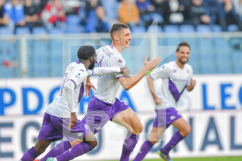 2022-11-06 - Nanitamo Jonathan Ikoné (Fiorentina) and Nikola Milenkovic (Fiorentina) celebrates after scoring a goal 0 - 2 - UC SAMPDORIA VS ACF FIORENTINA - ITALIAN SERIE A - SOCCER