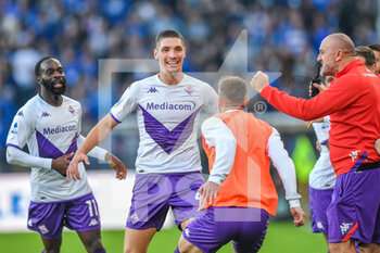 2022-11-06 - Nanitamo Jonathan Ikoné (Fiorentina) and Nikola Milenkovic (Fiorentina) celebrates after scoring a goal 0 - 2 - UC SAMPDORIA VS ACF FIORENTINA - ITALIAN SERIE A - SOCCER