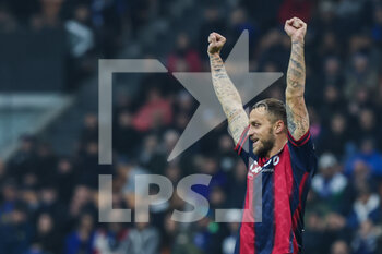 2022-11-09 - Marko Arnautovic of Bologna FC celebrates during Serie A 2022/23 football match between FC Internazionale and Bologna FC at Giuseppe Meazza Stadium, Milan, Italy on November 09, 2022 - INTER - FC INTERNAZIONALE VS BOLOGNA FC - ITALIAN SERIE A - SOCCER