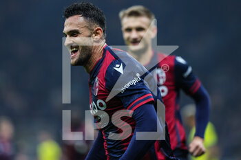 2022-11-09 - Charalampos Lykogiannis of Bologna FC celebrates after scoring a goal during Serie A 2022/23 football match between FC Internazionale and Bologna FC at Giuseppe Meazza Stadium, Milan, Italy on November 09, 2022 - INTER - FC INTERNAZIONALE VS BOLOGNA FC - ITALIAN SERIE A - SOCCER