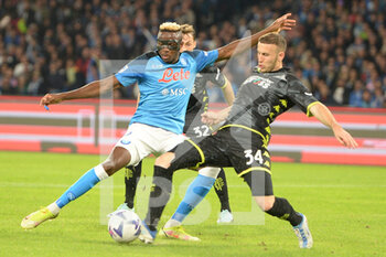 2022-11-08 - Victor Osimhen of SSC Napoli  and Ardian Ismajli of Empoli Football Club competes for the ball with during the Serie A match between SSC Napoli v Empoli Football Club at  Diego Armando Maradona Stadium - SSC NAPOLI VS EMPOLI FC - ITALIAN SERIE A - SOCCER