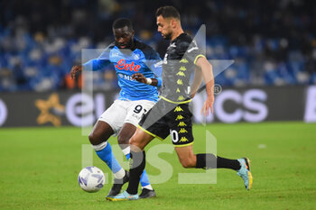 2022-11-08 - Tanguy Ndombele' of SSC Napoli  and Nedim Bajrami of Empoli Football Club competes for the ball with  during the Serie A match between SSC Napoli v Empoli Football Club at  Diego Armando Maradona Stadium - SSC NAPOLI VS EMPOLI FC - ITALIAN SERIE A - SOCCER