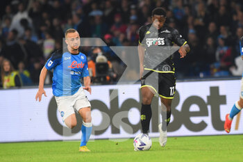 2022-11-08 - Emmanuel Ekong of Empoli Football Club and Stanislav Lobotka of SSC Napoli  competes for the ball with during the Serie A match between SSC Napoli v Empoli Football Club at  Diego Armando Maradona Stadium - SSC NAPOLI VS EMPOLI FC - ITALIAN SERIE A - SOCCER