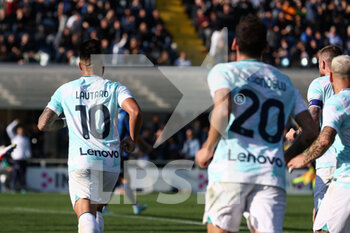 2022-11-13 - Lautaro Martinez of FC Internazionale celebrates after his side's third goal of the match  - ATALANTA BC VS INTER - FC INTERNAZIONALE - ITALIAN SERIE A - SOCCER
