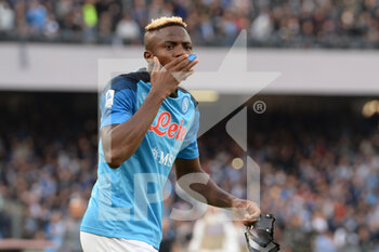 2022-11-12 - Victor Osimhen of SSC Napoli  celebrates after scoring goal   during the Serie A match between SSC Napoli  v Udinese Calcio at Diego Armando Maradona Stadium  - SSC NAPOLI VS UDINESE CALCIO - ITALIAN SERIE A - SOCCER