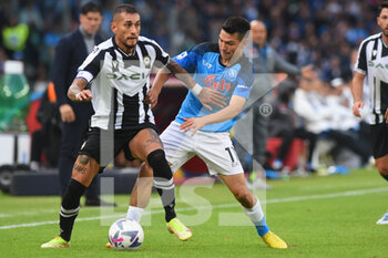 2022-11-12 - Hirving Lozano of SSC Napoli  and Beto of Udinese Calcio competes for the ball with  during the Serie A match between SSC Napoli  v Udinese Calcio at Diego Armando Maradona Stadium  - SSC NAPOLI VS UDINESE CALCIO - ITALIAN SERIE A - SOCCER
