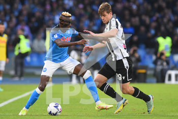 2022-11-12 - Victor Osimhen of SSC Napoli  and Nehuén Perez of Udinese Calcio competes for the ball with  during the Serie A match between SSC Napoli  v Udinese Calcio at Diego Armando Maradona Stadium  - SSC NAPOLI VS UDINESE CALCIO - ITALIAN SERIE A - SOCCER